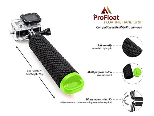 ALLCACA Buoyancy Stick Floating Hand Grip Camera Handle Diving Stick with Lanyard, Suitable for Gopro, Black and Orange