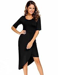 Zeagoo vestido de trabajo media manga de la mujer alta baja fiesta lápiz Bodycon vestido