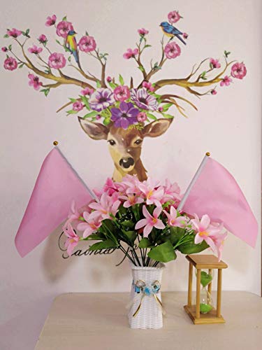 tibijoy 50 Pack Pink Stick Flags, Hand Held Small Pink Flags On Stick,Perfect Decorations Themed Party,Sports Clubs,Festival Events,Garden,Golf Course,Playground,Flower Pot