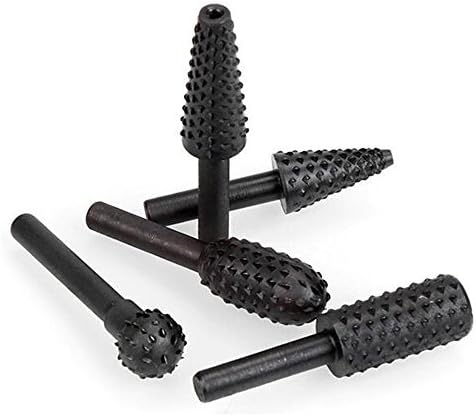 10 Pieces 1/4 Inch Shank Carbon Steel Rasp Burrs Woodworking Bits for Rotary Tools by Carving Expert