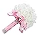 StillCool Wedding Bouquets Crystal Pearl Silk Roses Bridal Bridesmaid Wedding Hand Bouquet Artificial Fake Flowers (18cm*24cm, Pink)