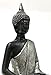 Bellaa Buddha Statue Zen Home Decor 8 inch Mindfulness Meditation Sculpture Peace Harmony Dhyana Mudra Sitting Blessing Black and Silver Altar Figurine