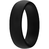 ROQ Silicone Rubber Wedding Ring for Men, Comfort Fit, Durable, Breathable Rubber Engagement Band, Men's Wedding Band, 8mm Wide 2mm Thick, Dome Solid, Single, Black, Size 13