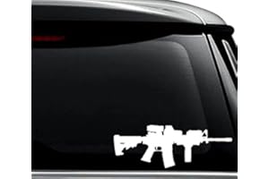 N&N STICKERS AR-15 M16 Assault Rifle Gun Decal Sticker For Use On Laptop, Helmet, Car, Truck, Motorcycle, Windows, Bumper, Wall, and Decor Size- [6 inch] / [15 cm] Wide / Color- Matte White