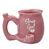 Roast And Toast Stoner Girl Mug With White Imprint 11 Ounces (Pink)
