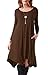 Invug Women Casual Loose Soft Crewneck Long Sleeve Pockets Swing T-Shirt Dress Coffee 3XL
