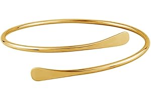 ZMANYIJEW 2Pcs Upper Arm Bracelet Cuff Bangle Minimalist Gold Metal Coil Arm Cuff Bracelets for Women Irregular Wave Chunky Cuffs Bangle Armband Statement Party Jewelry