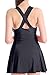 Women's Elegant Crossover One Piece Swimdress Skirted Bottom Swimsuit (FBA), US 16W-18W, pearl black, tag size 6XL