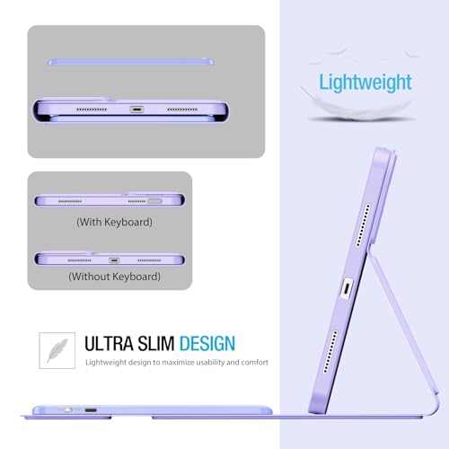 ProCase for iPad 11th / 10th Generation Case with Keyboard, Magnetically Detachable Wireless Keyboard with Multi-Touch Trackpad for iPad (A16) 2025 /10th Gen 2022 -Purple