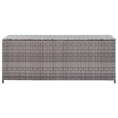 Extaum Gartenbox Garten-Aufbewahrungsbox Gartentruhe Terasse Kissenbox Sitzbank Grau 150×50×60 cm Poly Rattan – Bild 8