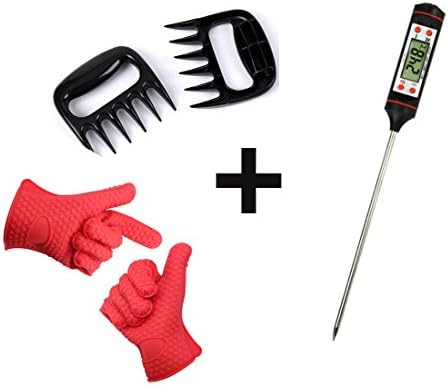 Markkeer 3 Barbecue-Tool-Sets（Silicone BBQ /Cooking Gloves、Barbecue Thermometers、Meat Claws）