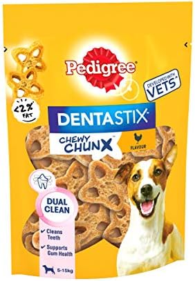 Pedigree Dentastix - Chewy Chunx Mini - Dog Treats for Small and Medium Dogs - Chicken Flavour - 5 Chews (Pack of 5)