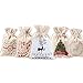 SRHOME 5 Pack Christmas Bags Santa Sack,Canvas Bag for Gifts Kids, Candy,Jewelry Storage,Drawstring Bag for Storage Use--Perfect for Carry Gifts,Candies, Decoration