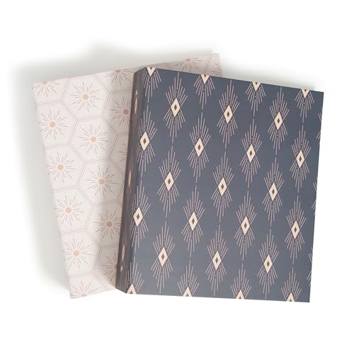 U Brands Eco-Conscious 2" Binders, Set of 2, Celestial Boho Prints, Silver Meta…