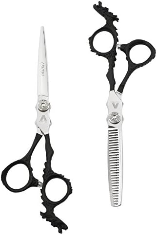 AKUTSU High End Razor Edge Professional Salon Barber 6.0" Hair Cutting/Thinning Scissors/Shears Set With Combs and Case