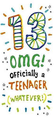 Sugar Pips Boy's/Girl's 13th Birthday Card - Officially a Teenager - Embossed and Flitter Finish - from The Range (PR-SUP179)