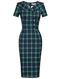 MUXXN Women's Short Sleeve Back Split Office Formal Pencil Dress