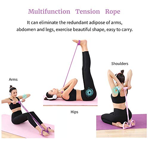 INTEFE Upgrade Multifunction Tension Rope Elastic Sit Up Pull Rope with Antiskid Design Foot Pedal & Solid Resistance Band Strap Fitness Equipment for Legs/arms/abs Exercise Workout