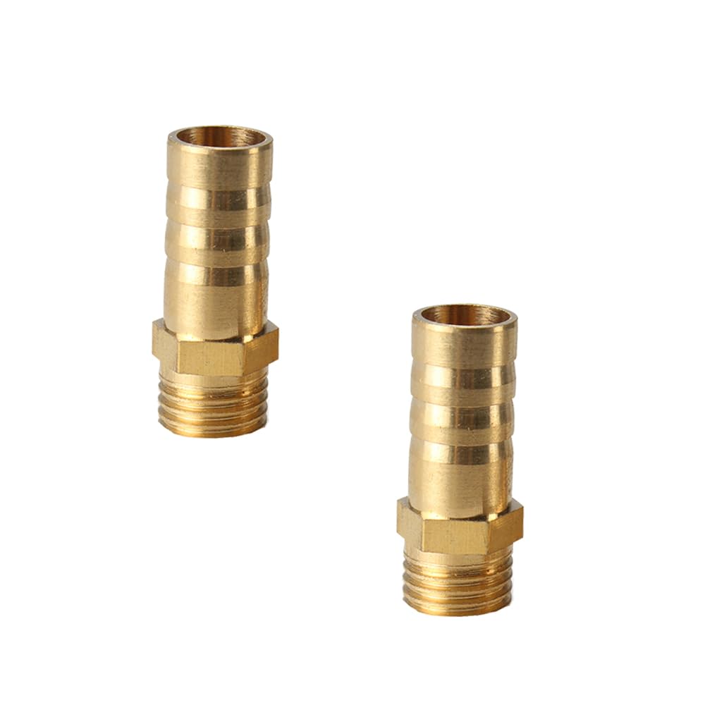 TopHomer 2Pcs BSP Hose Connector Brass Pipe Fitting 16mm Barb x G1/4 Male, Hose Barb Tail Male BSP Thread Connector Joint Copper Coupler Adapter — image 1