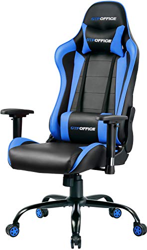 Gaming Chair Office Racing Computer Desk Chairs Ergonomic Executive Manager Work High Back Adjustable Swivel Task Chair Tilt E-Sports Chair Blue