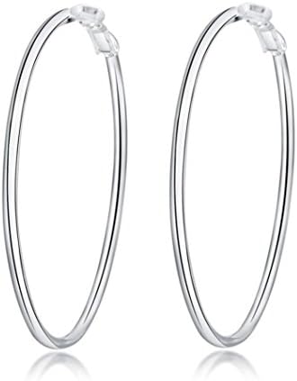 Big Round Earrings,Women Ear Hoops Dangles Wedding Earrings Ear Studs Jewelry Hemlock (Silver-4)