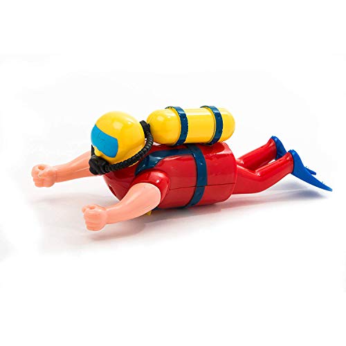 7" Large Splash Fun Wind Up Scuba Diver Bathtub Pool Swimmer Toy Floats and Swims in Water with 2 GosuToys Stickers