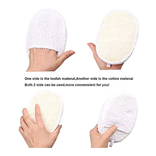 Exfoliating Loofah Sponge Pads, 2 Packs Natural Luffa Body Bath Sponge Body Scruber with 1 Pack Quick Dry Hair Cap for Men/Women Bath Spa and Shower - Thumbnail 4