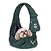 Puppy Eyes Soft Pet Carrier Sling Comfortable and Adjustable Dog Sling Ideal for Small & Medium Dogs up to 16 Pounds - Lightweight & Easy-Care Dog Carrier with Safety Mesh and Safety Leash(Green)