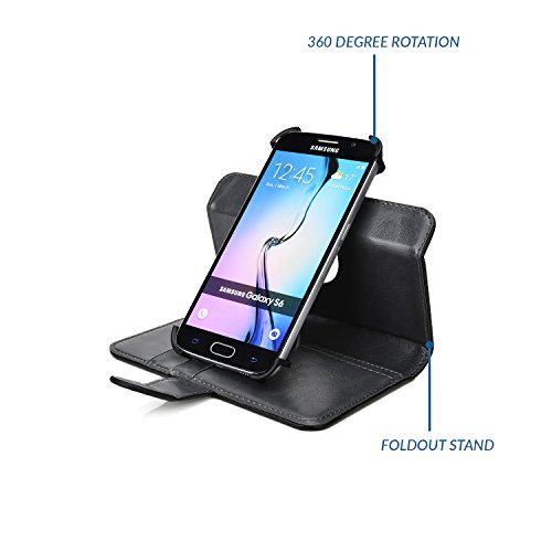 Cooper Cases(TM) Engage C360 Meizu M1 / MX2 / MX3 Smartphone Wallet Case in Black (Rotating Frame for Rear-camera Access; Viewing Stand; 3 Card Slots; 2 Slip Pockets; Magnetic Cover Lock)