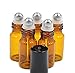 24PCS Amber Empty Glass Roller Bottle Vial Container Holder Pot Jar With Metal Roller Ball and Black Caps for Essential Oil Perfumes Lip Gloss Balms (5ml)