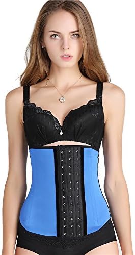 Ann Darling Women’s 3 Hooks Fajas Workout Latex Waist Trainer (X-Large, Blue)