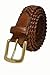796-TAN/Toneka Men's Camel Tan Full Grain Braided Cowhide Leather Belt with Solid Brass Buckle