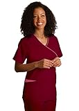 Adar Universal Discounted Mock Wrap Contrast Trim Scrub Top