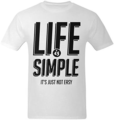 Tilifornate Men's Black Life Is Simple Design T-Shirt US Size L