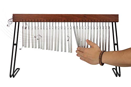 Table Top Bar Chime, Single-row Musical Percussion Instrument with Solid Aluminum Pipe and Iron Stand Stick for Ornament Classroom Office Decoration Kids Educational Gift