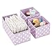 mDesign Fabric Drawer Divider Organizer Bin, Nursery/Bedroom Dresser, Closet, Shelf, Playroom Organization, Hold Clothes, Toys, Diapers, Bibs, Set of 3, 2 Pack, Wisteria Purple/White