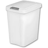 LisaDepot 7.5 Gallon White Wastebasket with Touch-Open Lid: Ideal Office Trash Can, Under Sink Trash Can, Or Garbage Can with Lid for Kitchen, Bathroom, Mudroom
