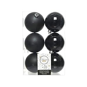 Kerstballen plastic glans-mat dia 8 cm zwart