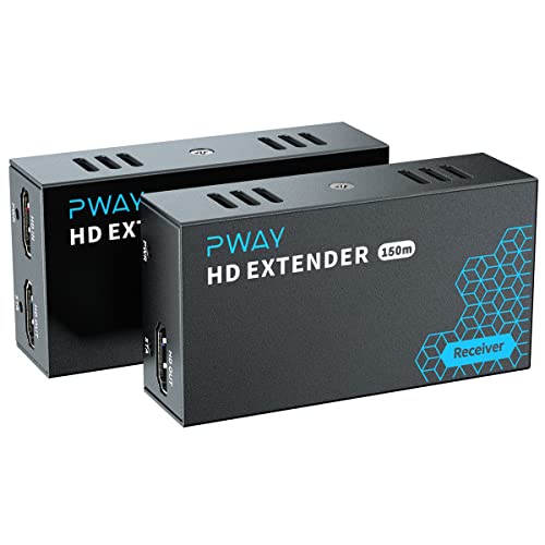 PWAY Extensor HDMI de 500 pies sin retraso sobre Cat5e/6 HDMI Balun IP Kit sobre Ethernet de larga distancia, 1 a muchos conmutadores Gigabit