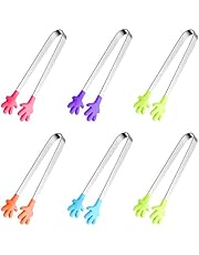 6PCS Mini Tong, Hand Shape Silicone Food Tongs, 5Inch Kid Tongs for Sugar Cubes, Serving Food, Colorful Kitchen Tongs Perfect for Kids by Hovesty