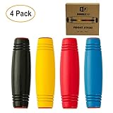 Pack of 4 Fidget Stick Roller Anxiety Stress Relief Focus Desk Toy Boredom Rolling Finger Gadget for Children Adults Premium Quality Solid Wood (Multicolor-Set1)