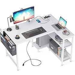 ODK 40 Inch Small L Shaped Computer Desk with Power