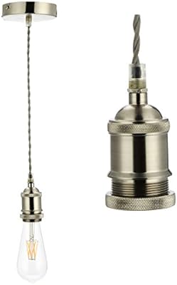 Satin Nickel Pendant Light Fitting cozzy vintage ceiling pendant light fitting light grey twisted braided flex e27 lamp holder suspended pendant light fitting kit satin nickel