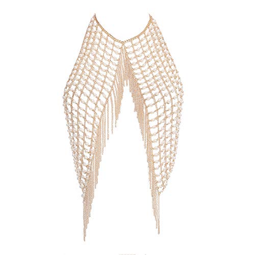 ZzheHou-Catena-per-Il-Corpo-da-Donna-Collana-di-Perle-Sexy-della-Pancia-Catena-Catena-Corpo-Femminile-Oro-Strass-Nappa-Bra-monili-della-Catena-Catena-di-Bikini