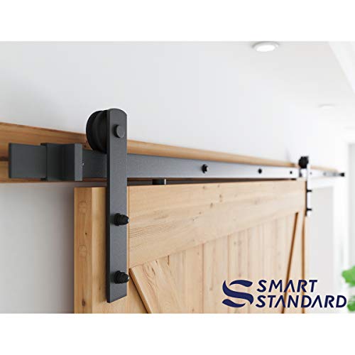 SMARTSTANDARD 12ft Heavy Duty Sturdy Sliding Barn Door Hardware Kit Smoothly and Quietly