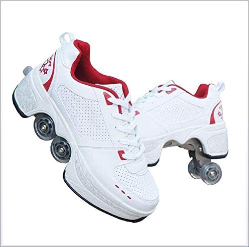 Deformation Pulley Shoes Skates Roller Skate 4 Wheels Boys Girls Skating Double-Row Deform Wheel Automatic Walking Invisible