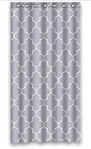 KXMDXA Classic Grey and White Quatrefoil Waterproof Polyester Bath Shower Curtain Size 36x72 Inch