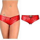 Mini Denim Shorts Faux Leather Micro Shorts Christmas Red 2 S