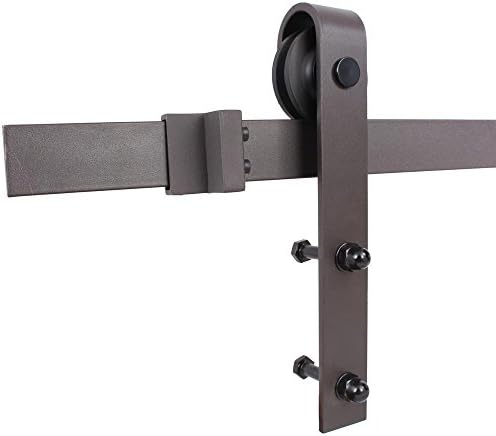 Classic Bent Strap Barn Style Decorative Sliding Door Track and Hardware Set (6.6 FT, Antique Bronze)