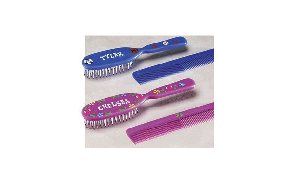 personalized comb and brush set